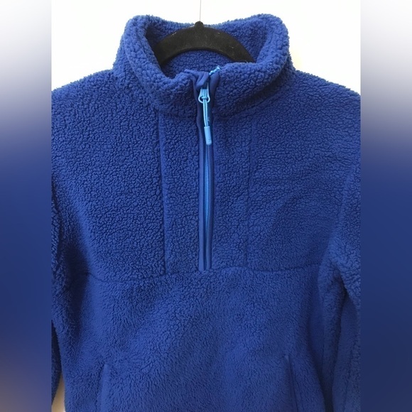 All in Motion Youth Faux Shearling LS 1/4 Zip Blue Pullover L 12-14 - Picture 6 of 14